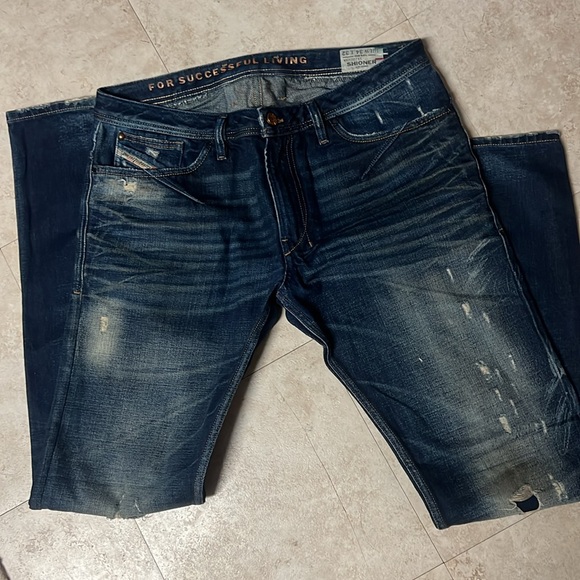 Diesel Blue Slim Skinny Shioner Distressed Jeans Size 34 GUC - Picture 1 of 17